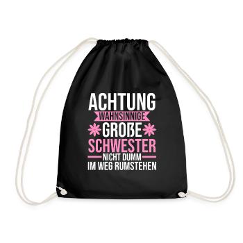 Familienmotiv Schwester - Turnbeutel - Schwarz - Vorne