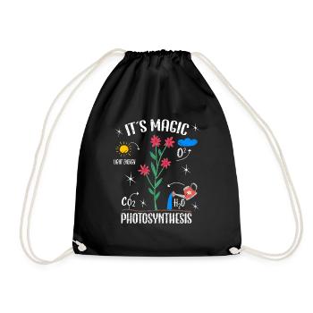 Plant Lover Flowers Magic Photosynthesis Pun Funny - Drawstring Bag - black - Front