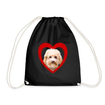 Hundeliebhaber - Hunde Herz - Zwergpudel - Turnbeutel - Schwarz - Vorne