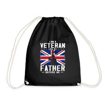I Am A Vetetran Like My Father Before Me - Drawstring Bag - black - Front