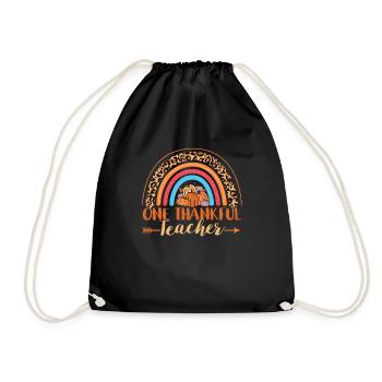A Grateful Teacher Rainbow Leopard Teacher - Drawstring Bag - black - Front