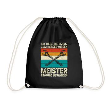 Besserwisser Meisterprüfung Geschenkidee - Turnbeutel - Schwarz - Vorne
