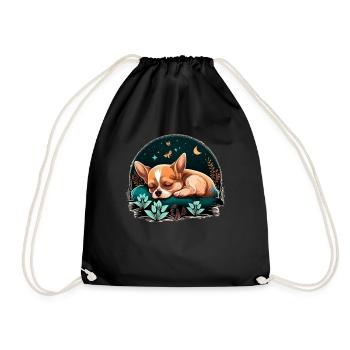 Chihuahua | Schlaf Nacht Pyjama Sonntag Niedlich - Turnbeutel - Schwarz - Vorne