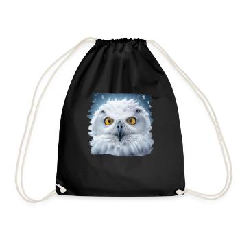 Eulen Kauz Owl Uhu Nachteule Eule - Turnbeutel - Schwarz - Vorne