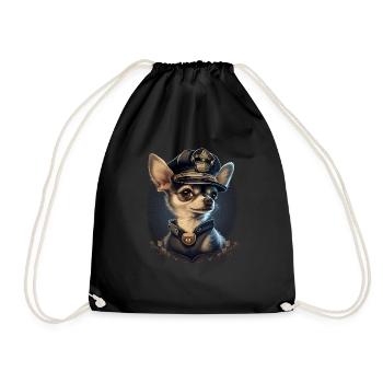 Chihuahua | Polizei Polizist Polizistin Hut - Turnbeutel - Schwarz - Vorne