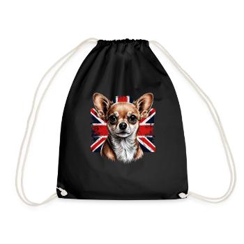 Chihuahua - Großbritannien England Flagge Farben - Turnbeutel - Schwarz - Vorne