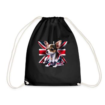 Chihuahua - Großbritannien England Flagge Farben - Turnbeutel - Schwarz - Vorne