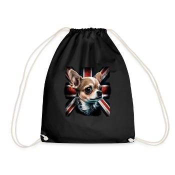Chihuahua - Großbritannien England Flagge Farben - Turnbeutel - Schwarz - Vorne