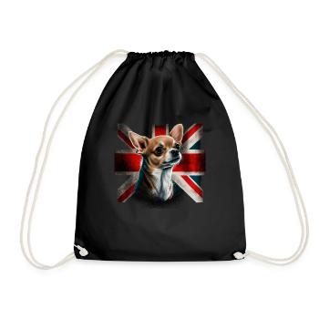 Chihuahua - Großbritannien England Flagge Farben - Turnbeutel - Schwarz - Vorne