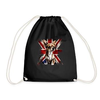 Chihuahua - Großbritannien England Flagge Farben - Turnbeutel - Schwarz - Vorne