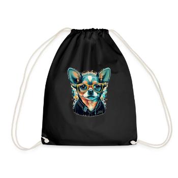 Chihuahua - Hipster Glasses Cool Dog Cute Modern - Drawstring Bag - black - Front