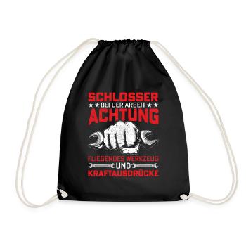 Werkzeug Schlosser Geschenkidee - Turnbeutel - Schwarz - Vorne