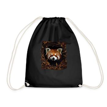 Little Panda realistic Red Panda Pandas - Drawstring Bag - black - Front