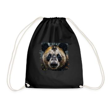 Pandas realistic Panda Großer Panda - Turnbeutel - Schwarz - Vorne
