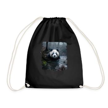 Pandas realistic Panda Großer Panda - Turnbeutel - Schwarz - Vorne