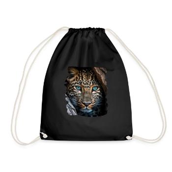 Leoparden Leoparde realistic Leopard - Turnbeutel - Schwarz - Vorne