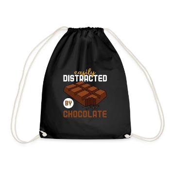 Easily distracted by chocolate - Drawstring Bag - black - Front