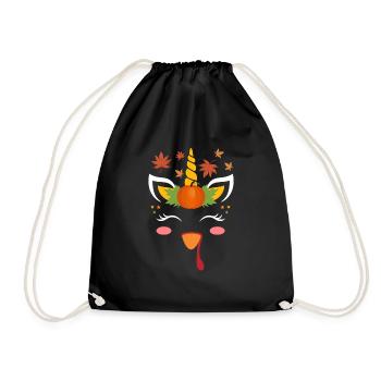 Cute Unicorn Turkey Face Autumn Autumn - Drawstring Bag - black - Front