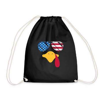 Cool Turkey Face Sunglasses American - Drawstring Bag - black - Front
