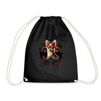 Chihuahua Costume d'Halloween - Citrouille - Sac de sport léger - noir - Devant