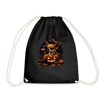 Chihuahua Costume d'Halloween - Citrouille - Sac de sport léger - noir - Devant
