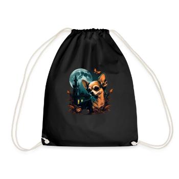 Chihuahua Costume d'Halloween - Citrouille - Sac de sport léger - noir - Devant