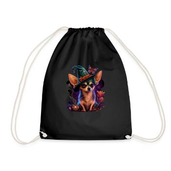 Chihuahua Costume d'Halloween - Citrouille - Sac de sport léger - noir - Devant