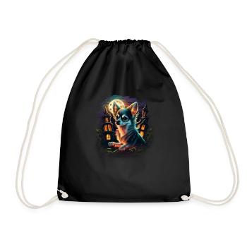 Chihuahua Costume d'Halloween - Citrouille - Sac de sport léger - noir - Devant