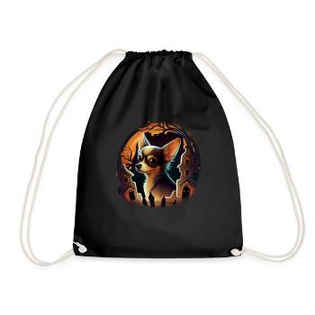 Chihuahua Costume d'Halloween - Citrouille - Sac de sport léger - noir - Devant