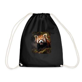 Little Panda realistic Red Panda Pandas - Drawstring Bag - black - Front