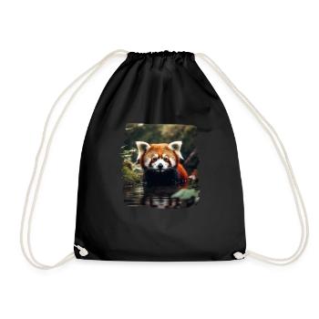 Little Panda realistic Red Panda Pandas - Drawstring Bag - black - Front