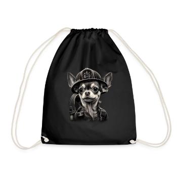 Chihuahua - Feuerwehrmann Feuerwehr Hund Männer - Turnbeutel - Schwarz - Vorne