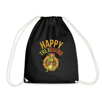 Happy Trexgiving Thanksgiving T Rex Dinosaur - Drawstring Bag - black - Front