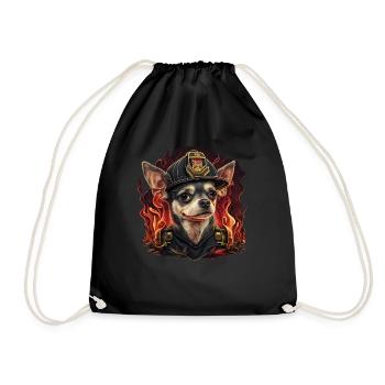 Chihuahua - Feuerwehrmann Feuerwehr Hund Männer - Turnbeutel - Schwarz - Vorne