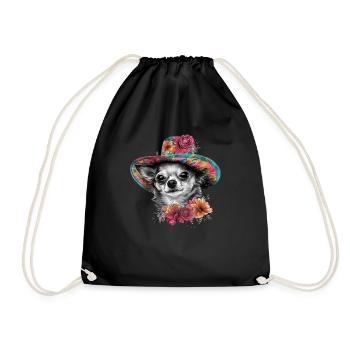 Chihuahua - Dame Anglaise Robe Chien - Sac de sport léger - noir - Devant