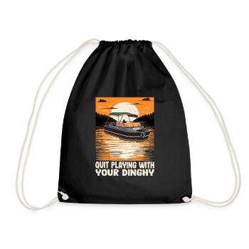 Funny Motorboating Quote Quit Playing With Your - Drawstring Bag - black - Front