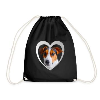 Hundeliebhaber - Hunde Herz Parson Russel Terrier - Turnbeutel - Schwarz - Vorne