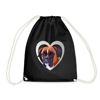 Hundeliebhaber - Hunde Herz - Deutscher Boxer - Turnbeutel - Schwarz - Vorne