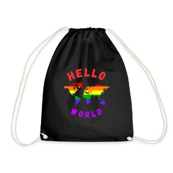 Menschenrechte Hello World Geschenke für LGBT - Turnbeutel - Schwarz - Vorne