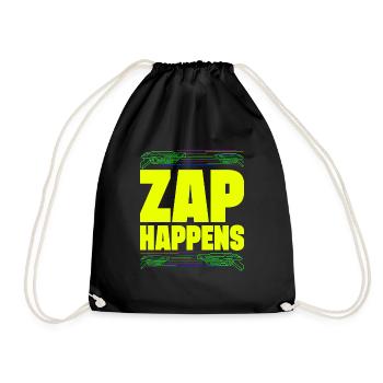 Zap Happens Laser Tag Player Funny Gift Idea - Drawstring Bag - black - Front