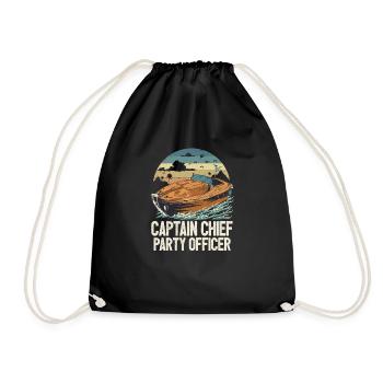 Captain Chief Party Officer Pontoon Captain - Drawstring Bag - black - Front