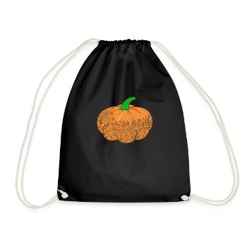 Pumpkin Lace Halloween Fall Thanksgiving Day - Drawstring Bag - black - Front