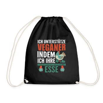 Veganer Vegetarierer Essen - Turnbeutel - Schwarz - Vorne