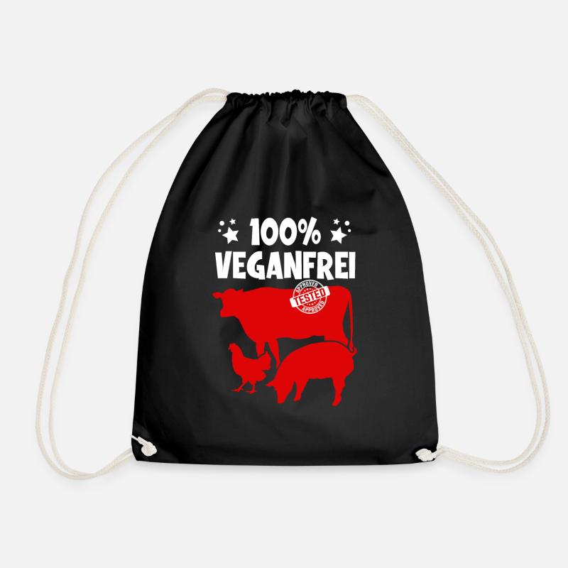 Veganfrei Fleisch Vegan - Turnbeutel - Schwarz