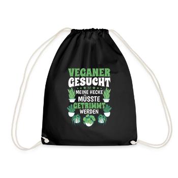 Veganer gesucht Hecke Getrimmt - Turnbeutel - Schwarz - Vorne