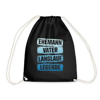 Ehemann Vater Langlauf Legende Skilangläufer Skate - Turnbeutel - Schwarz - Vorne