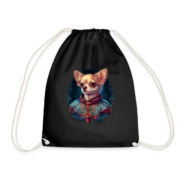 Chihuahua - Englische Dame Frauen Kleid Hund - Turnbeutel - Schwarz - Vorne