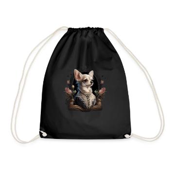 Chihuahua - Englische Dame Frauen Kleid Hund - Turnbeutel - Schwarz - Vorne
