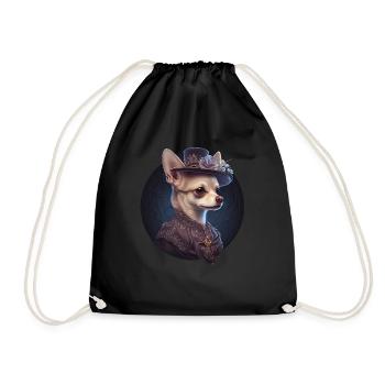 Chihuahua - Englische Dame Frauen Kleid Hund - Turnbeutel - Schwarz - Vorne