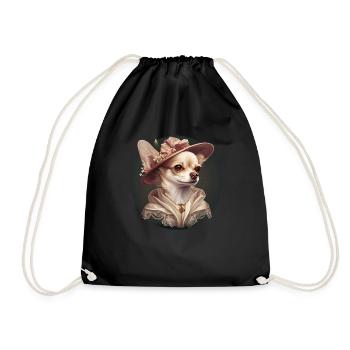 Chihuahua - Englische Dame Frauen Kleid Hund - Turnbeutel - Schwarz - Vorne